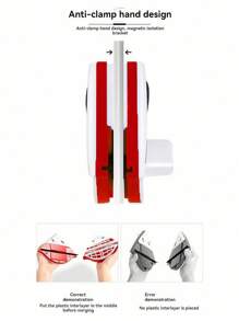 双面磁性窗户清洁器，适用于单层玻璃三角形设计，适用于3-8mm普通单层玻璃，强磁力，Mo Power，雨刮器级海绵，防夹安全功能，ABS材质 - 彩色 - 查看 5