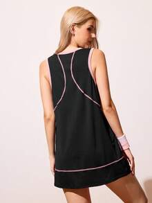 CourtClass Premium Women's Sleeveless Round Neck Dress With Pockets, Sports Style Tennis Dress - Black - View 2