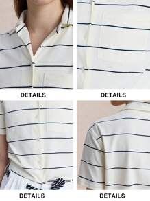 Briarwyn 女式线条印花短袖衬衫 Old Money 风格女式返校服饰 - 彩色 - 查看 9