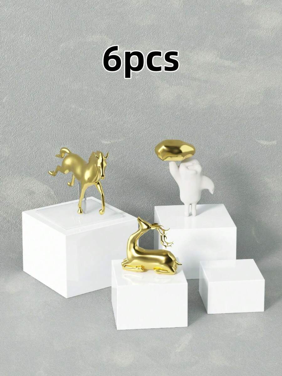 SHEIN 6PCS White Buffet Risers, Modern Cubic Display Stands With Hollow ...