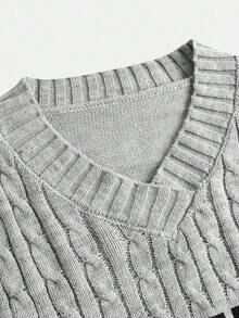 SHEIN Girlism Teen Girl's Casual Loose V-Neck English Slogan Print Sweater, Versatile In Fall/Winter