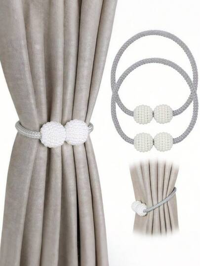 SHEIN 2 paia di fermagli magnetici per tende, fermagli per cavi delle finestre, fibbie magnetiche decorative per tende, anelli per corde per finestre per casa e ufficio.