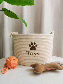 Cesta de almacenamiento de cuerda de algodón con diseño de pata de dibujos animados, organizador multiusos de juguetes, recipiente para aperitivos, cesta tejida amigable para el hogar, cesta de piso para la sala de estar, protección antiarañazos para el piso