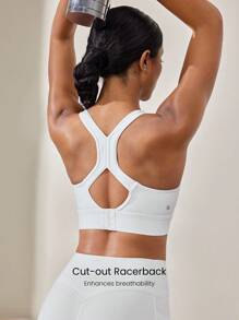 GLOWMODE FeatherFit™-Sculpt V Neck Racerback Sports Bra Tank Top Medium Support Workout Gym