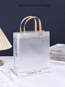 5/10pcs Reusable Frosted Clear Plastic Gift Bags With Brown Straw Handles Party Favor Bags For Birthday Wedding Valentine's Mother's Day Graduation Party Decorations - Clear - View 7