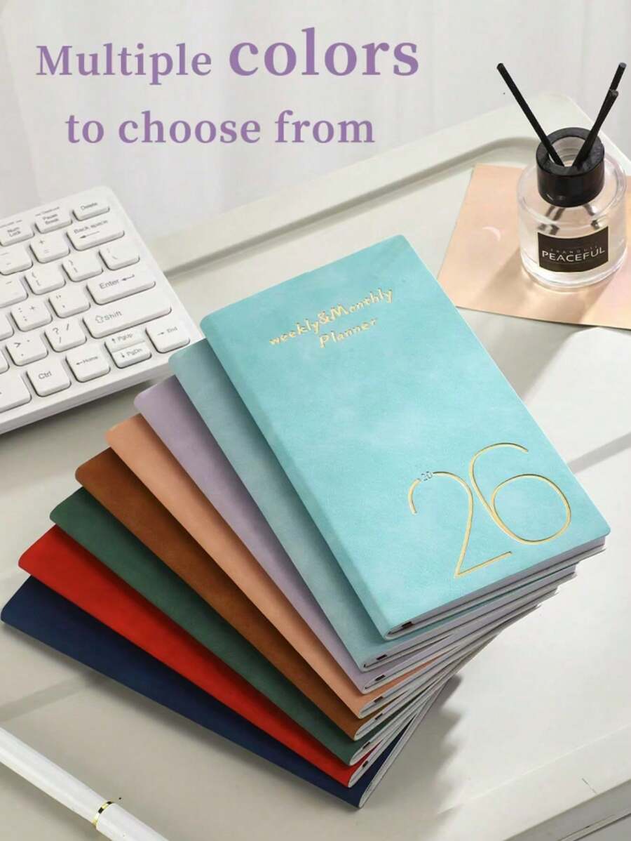 SHEIN 1pc A6 2026 Planner Notebook, Portable Schedule Notebook, 365-Day Time Management Notebook, Weekly & Daily Planning, Journal, Back To School/Start Of School Year Gift