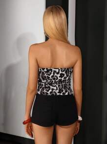 Flirla Women's Y2K Leopard Print Twist Hem Cropped Camisole Top - Brown - View 2