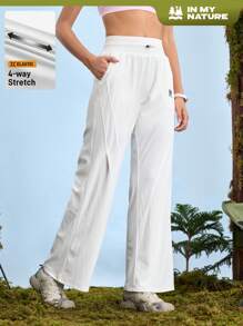 SHEIN In My Nature Women's Drawstring Pants, Irregular Design, Wide Leg Casual Outdoor Sweatpants Jogger, Women High Waist, Wide Leg Loose Casual Outdoor Sweatpants, White Wide Leg Pants, Chalky White Sweatpants Wide Leg Sweatpants Activewear Hiking Pants Workout Pants, Sport Pants, Outdoor Pants, Climbing Pants, Fall Trousers Pants, Hiking Pants, Warm Pants, Spring And Fall Bottoms, Streetwear, Back To School