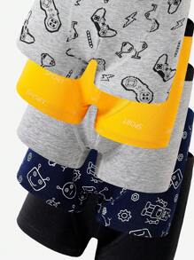 paquete de 5 calzoncillos de algodón cómodos con estampado de robot y consola de juegos de unicolor para niños, moda de vuelta al colegio - Multicolor - Ver 3