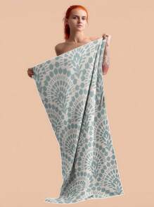 SHEIN 1Pc Extra Large Beach Towel, Oversized, Lightweight, Super Absorbent, Beach Blanket, Super Fine Fiber Beach Towel, Essential For Summer, Windproof, Sun Protection, Beach, Parties, Drying Travel, Camping, Beach Accessories, Holiday Gift Beach Essentials - Dark Green - View 2