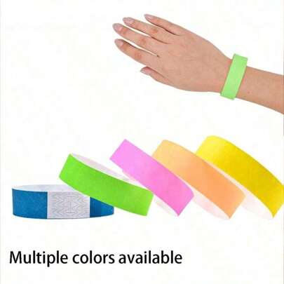 100pcs/Pack Disposable Waterproof Tear-Proof Identification Wristband, Guest Wristband For Events, Festivals, Exhibits, Concerts - Made Of Synthetic Paper, One-Time Use Wristbands,Christmas