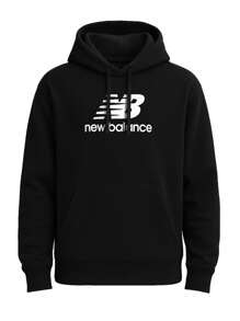 New Balance Essentials Stacked Logo French Terry Hoodie - BLACK (001) - Black - View 1