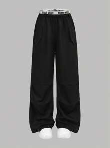 Girlism Tween Girls Casual Star Print White Long-Sleeved T-Shirt + Black Straight Leg Cargo Pants 2 Pieces Set, Spring, Autumn And Winter,Back To School,Casual Sports Street Style Suit Y2k Outfits Girl Y2k Outfit Star Print Outfit Fall - Black and White - View 9