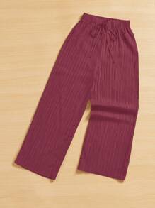 SHEIN PETITE Quần Capri ống rộng họa tiết thoải mái mùa hè - Bụi hồng - Xem 8