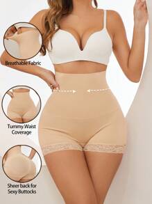 Women's High Waist Tummy Control Lace Spliced Shapewear Panties
