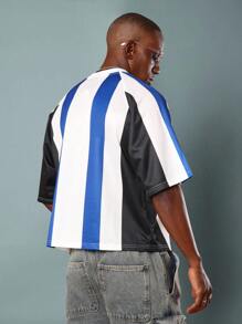 SUMWON Striped Football Jersey Classic Soccer Club Shirt Team Wear Crew Neck Summer Season Lightweight Technical Jersey