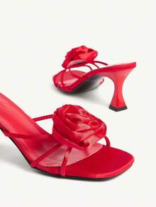 CUCCOO CHICEST Women's Fashionable Red Floral Elegant High Heel Sandals
