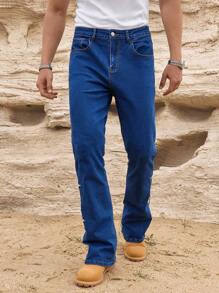 RivetRise Men's Blue Embroidered Horseshoe Flared Jeans - Medium Wash - View 6