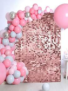 1/2 件粉色方形塑料雨帘背景布生日派对装饰婚礼节日派对装饰，新年装饰家庭聚会房间墙壁背景装饰装饰用品金线窗帘派对礼物， - 玫瑰金 - 查看 6