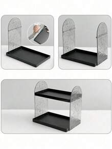 1 buah Organizer Makeup Akrilik, Tempat Display Kosmetik Dua Lapis dengan Ketinggian Lebih, Baki Rias untuk Perawatan Kulit, Parfum, Lipstik, Kotak Penyimpanan Meja, Pengorganisasian Kamar Asrama, Untuk Liburan Pantai, Koleksi Kamar Mandi, Koleksi Kamar Tidur, Kapasitas Besar - Hitam - View 6