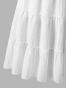 Genkimix Kids Falda elástica de cintura alta de unicolor y textura para niña en verano - Blanco - Ver 6