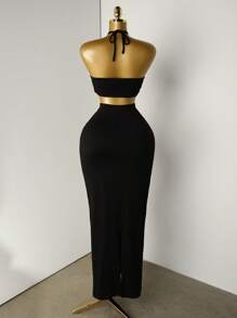 Mistrie “女士迷人金色露背连衣裙 - 优雅镂空紧身连衣裙、沙滩派对和晚礼服（沙特时尚）”