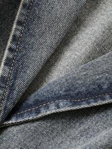 DAZY Women's Turndown Collar Loose Short Casual Denim Jacket And Coat - Medium Wash - View 8