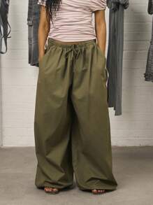 COUREZ 男女通用低腰宽松灯笼裤深灰色长裤，100%纯棉