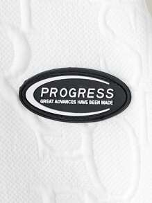 SHEIN Sweat-shirt-shirt à col rond texturé avec patch de lettre accessoirisé, décontracté pour garçon préadolescent. Respirant et confortable, pour la saison de la rentrée scolaire 2025. Vêtement de sport pour les enfants, le collège et le campus. Sweat-shirt-shirt oversize pour garçons. - Blanc - Voir 4