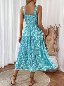 Breezaya Vacation Casual Ditsy Floral Camisole Dress - Blue - View 2