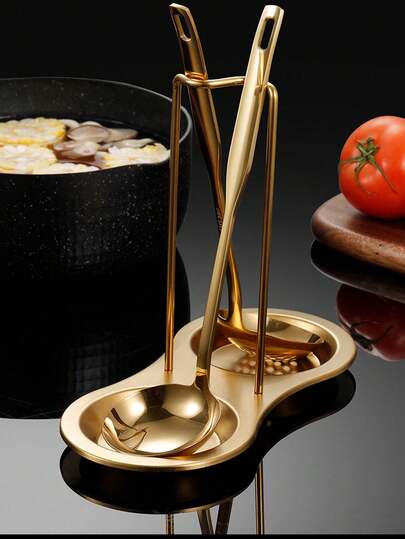 Titanium-Plated Multi-Color Stainless Steel Soup Spoon And Hot Pot Spoon Holder, Western Minimalist Kitchen Strainer Rack Organizer, Multi-Purpose Utensil Stand