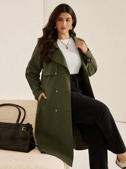 Auralis Damen Übergangsjacke in Militärgrün, lässiger, locker sitzender Klassiker für Frühling und Herbst, vielseitig einsetzbar, basic, bequem, mittellange Länge, Old Money Stil, Wintermantel, einfacher Stil