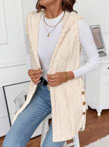 EMERY ROSE Damen Lässig modische vielseitige warme ärmelloser Kapuzenjacke