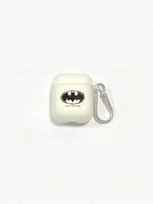 BATMAN X SHEIN 卡通夜光印花哑光白色耳机盒，配有 1 个挂钩，兼容