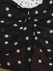 TypaGal 女士波尔卡圆点印花扭纹设计无袖短款上衣 - 黑色 - 查看 6