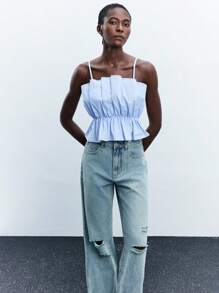 Maija 2025 优雅简约无袖短款上衣，适合毕业、返校、正式活动、商务休闲、户外穿着，可爱的衬衫