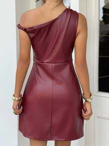 Siren Gaze Robe mini à col asymétrique avec décoration métallique, style été pour femme