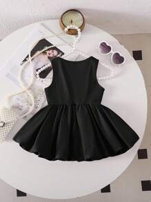 SHEIN Babygirl 可爱粉色针织无袖连体衣（夏季） - 黑色 - 查看 2