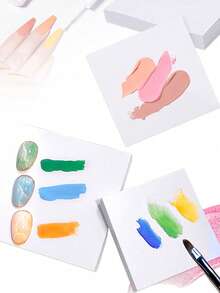 SHEIN 1Pc Nail Art Color Paper, Thickened And Removable Double-Sided Disposable Adhesive Paper, Multifunctional Waterproof Color Painting Adhesive Book Disposable Waterproof Nail Art Palette With Thick Double-Sided Adhesive, For Painting, Mixing, Waterproof Color Mixing Paper, Nail Art Tools,Back To School,School Supplies - Multicolor - View 2