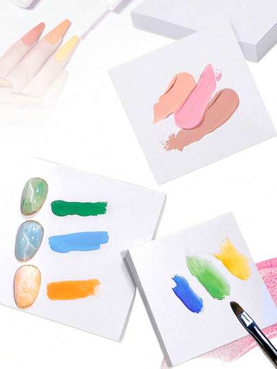 SHEIN 1 Pieza de Papel de Color para Arte de Uñas, Papel Adhesivo Desechable Grueso y Extraíble de Doble Cara, Libro Adhesivo Multifuncional Impermeable para Pintura de Color, Herramientas de Arte de Uñas, Útiles Escolares