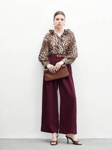 CUCCOO BIZCHIC Women Leopard Print PU Patchwork Gold Buckle Fashion Retro Round Toe Mules Slip-On High Heel Sandals For Summer For Christmas Spring Shoes - Brown - View 10