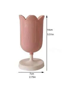 SHEIN Tulip Pen Holder Girl Heart Pen Holder Makeup Brush Storage Bucket Back To School