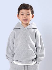 SUMWON 男童两件套运动服连帽短裤套装，舒适休闲，适合幼儿、儿童，秋冬季春季度假穿着 - 淺灰色 - 查看 3