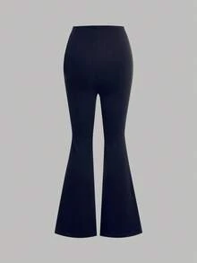 SHEIN Girlism 少女蓝色/秋/冬/针织休闲宽松爱心印花卫衣和喇叭裤两件套 - 藏蓝色 - 查看 8