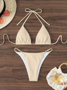 Swim Mod 女士纯色挂脖比基尼套装
