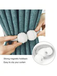 两对磁性窗帘扎带窗户扎带磁铁扣窗帘装饰绳固定器家庭办公室窗户绳环扣。 - 灰色 - 查看 6