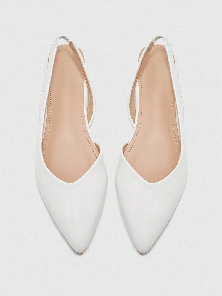 CUCCOO BIZCHIC Women's Fashion Pointed Toe Flat White Backless Slip-On Shoes, Minimalist Design, Versatile For Commuting And Daily Wear For Christmas Spring Shoes