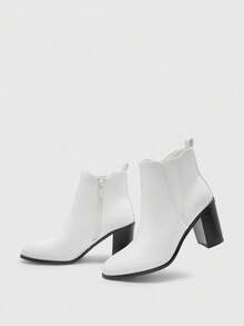 CUCCOO BIZCHIC 女士时尚侧拉链设计高跟踝靴 - 白色 - 查看 6