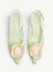 CUCCOO CHICEST Women's High Heel Pointed Toe Mesh Floral Elegant Wedding Party Sandals