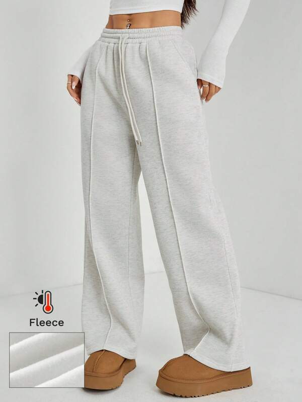 SHEIN PETITE Women's Fall Pebble Detail Straight-Leg Sweatpants Graduation,Back To School Outfits,Graduation,Teacher Outfits For Women,Back To School